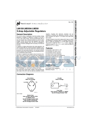 LM150K/883 datasheet - 3-Amp Adjustable Regulators