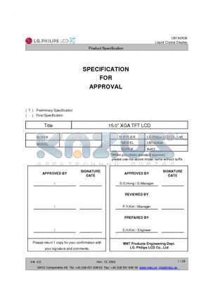 LM150X08 datasheet - Liquid Crystal Display