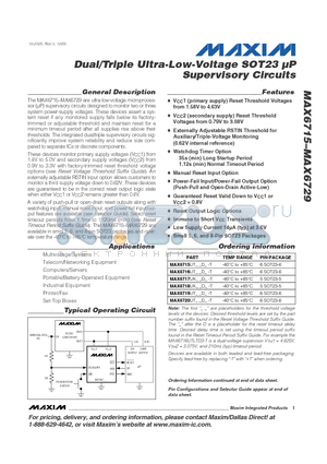 MAX6716UT datasheet - Dual/Triple Ultra-Low-Voltage SOT23 uP Supervisory Circuits