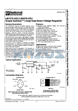 LM1576-ADJ datasheet - Simple Switcher 3 Amp Step-Down Voltage Regulator