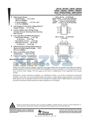 LM158A datasheet - DUAL OPERATIONAL AMPLIFIERS