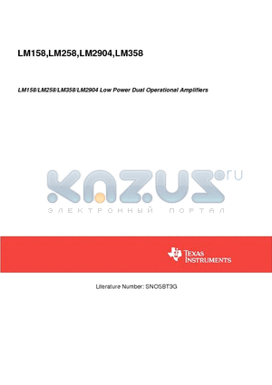 LM158AH/883 datasheet - LM158/LM258/LM358/LM2904 Low Power Dual Operational Amplifiers