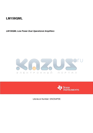 LM158AHRQMLV datasheet - LM158QML Low Power Dual Operational Amplifiers