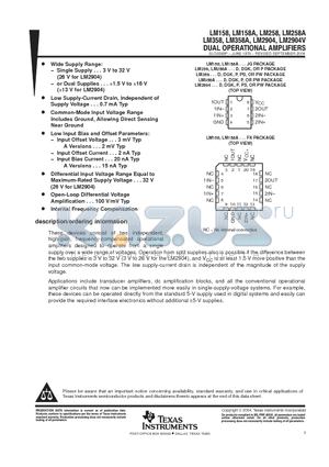 LM158AJGB datasheet - DUAL OPERATIONAL AMPLIFIERS