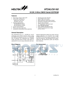 HT24LC01 datasheet - 1K/2K 2-Wire CMOS Serial EEPROM