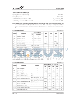 HT24LC64-8DIP-A datasheet - CMOS 64K 2-WIRE SERIAL EEPROM