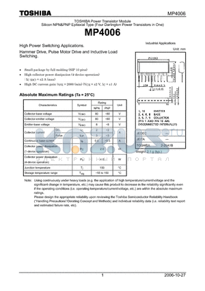 MP4006 datasheet - High Power Switching Applications