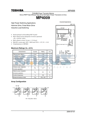 MP4009 datasheet - Silicon PNP Triple Diffused Type (Four Darlington Power Transistors in One)
