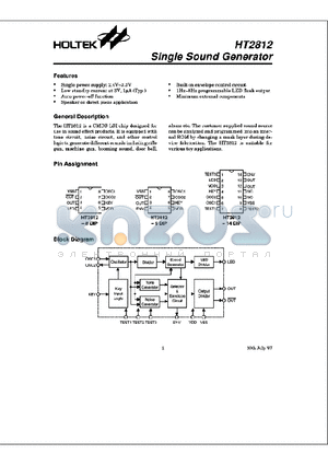 HT2812-14DIP datasheet - Single Sound Generator