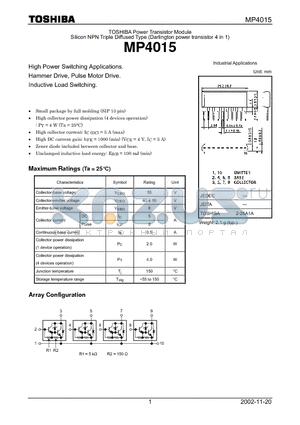 MP4015 datasheet - TOSHIBA Power Transistor Module