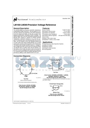 LM169H/883 datasheet - Precision Voltage Reference