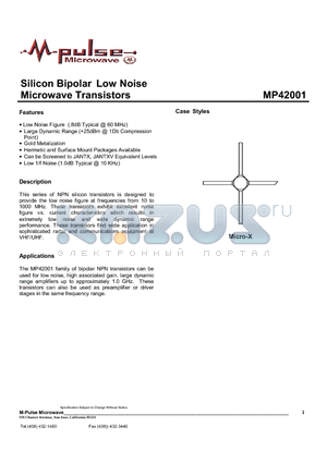 MP42001-509 datasheet - Silicon Bipolar Low Noise Microwave Transistors