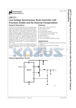 LM1771_0608 datasheet - Low-Voltage Synchronous Buck Controller with Precision Enable and No External Compensation