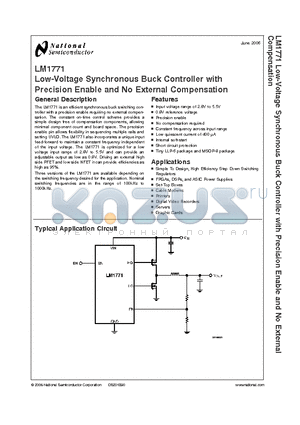 LM1771TMM datasheet - Low-Voltage Synchronous Buck Controller with Precision Enable and No External Compensation