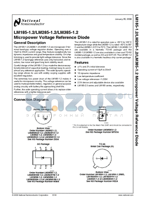 LM185-1.2_08 datasheet - Micropower Voltage Reference Diode