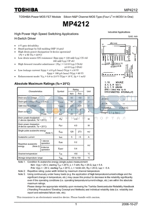 MP4212 datasheet - High Power High Speed Switching Applications H-Switch Driver