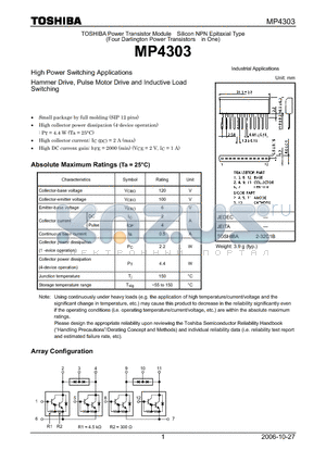 MP4303_07 datasheet - High Power Switching Applications Hammer Drive, Pulse Motor Drive and Inductive Load Switching