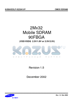 K4S64323LF-DN15-PB datasheet - 2Mx32 Mobile SDRAM 90FBGA