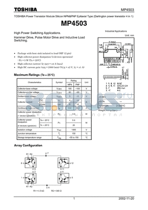 MP4503 datasheet - High Power Switching Applications Hammer Drive, Pulse Motor Drive and Inductive Load Switching