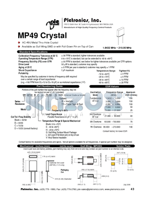 MP49 datasheet - Crystal
