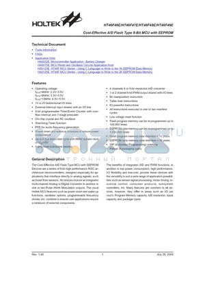 HT46F48E datasheet - Cost-Effective A/D Flash Type 8-Bit MCU with EEPROM