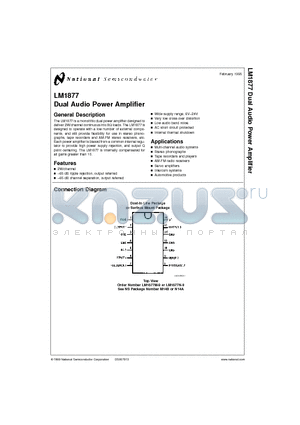 LM1877 datasheet - Dual Audio Power Amplifier
