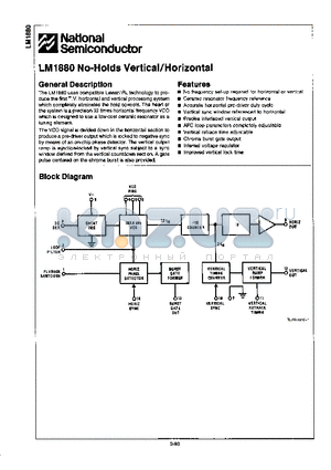 LM1880J datasheet - NO-HOLDS VERTICAL/HORIZONTAL