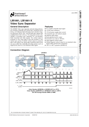 LM1881N-X datasheet - LM1881 Video Sync Separator