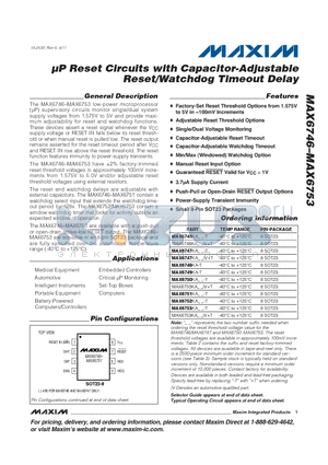 MAX6746_11 datasheet - lP Reset Circuits with Capacitor-Adjustable Reset/Watchdog Timeout Delay