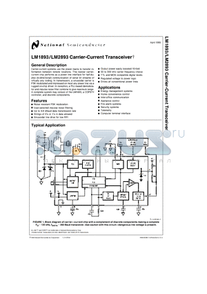 LM1893N datasheet - LM1893/LM2893 Carrier-Current Transceiver