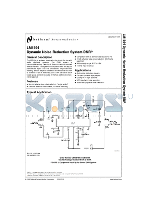 LM1894 datasheet - Dynamic Noise Reduction System DNR