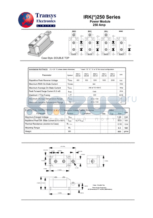 IRK250-12 datasheet - Power Module 250 Amp
