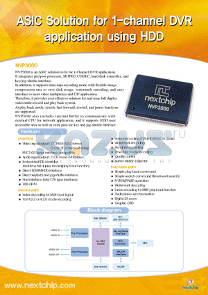 NVP3000 datasheet - ASIC Solution for 1-channel DVR application using HDD