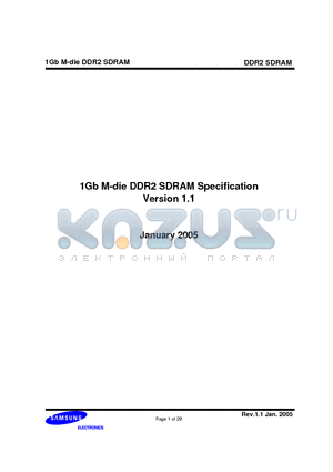 K4T1G164QM-ZCD5 datasheet - 1Gb M-die DDR2 SDRAM Specification