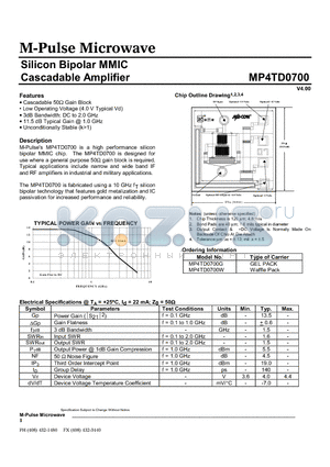 MP4TD0700G datasheet - Silicon Bipolar MMIC Cascadable Amplifier