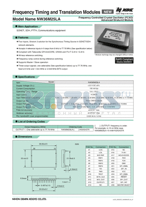 NW36M25LA-51.84M-NSA3437A datasheet - Frequency Controlled Crystal Oscillator (FCXO)