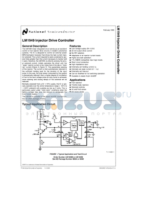 LM1949 datasheet - LM1949 Injector Drive Controller