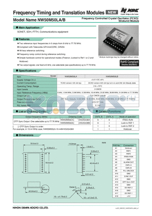 NW50M50LA-1.544M-NSA3438A datasheet - Frequency Timing and Translation Modules