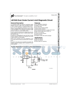 LM1946 datasheet - LM1946 Over/Under Current Limit Diagnostic Circuit