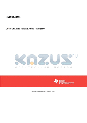 LM195QML datasheet - LM195QML Ultra Reliable Power Transistors