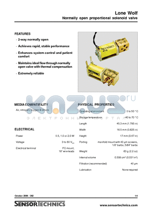 LW1BVAP8 datasheet - Normally open proportional solenoid valve