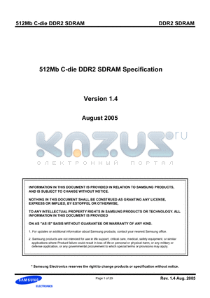 K4T51083QC-ZLE7 datasheet - 512Mb C-die DDR2 SDRAM