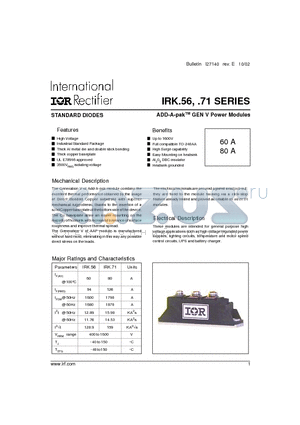 IRKC56/10A datasheet - ADD-A-pak GEN V Power Modules