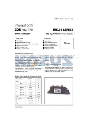 IRKC91/14A datasheet - ADD-A-pak GEN V Power Modules