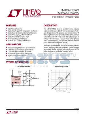 LM199AH-20 datasheet - Precision Reference