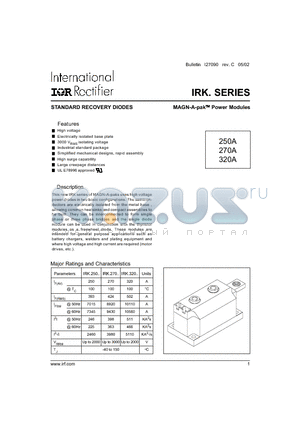 IRKD250-12 datasheet - STANDARD RECOVERY DIODES