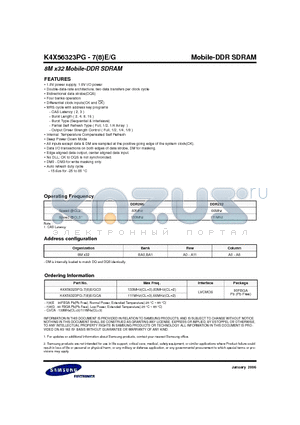 K4X56323PG-7GCA datasheet - 8M x32 Mobile-DDR SDRAM