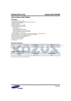 K4X56163PE datasheet - 16M x16 Mobile DDR SDRAM