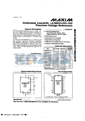 MAX676BCWP datasheet - CALIBRATED, LOW-DRIFT, 4,096V/5V/10V PRECISION VOLTAGE REFERENCES