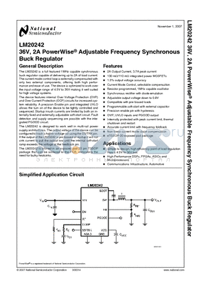 LM20242 datasheet - 36V, 2A PowerWise^ Adjustable Frequency Synchronous Buck Regulator